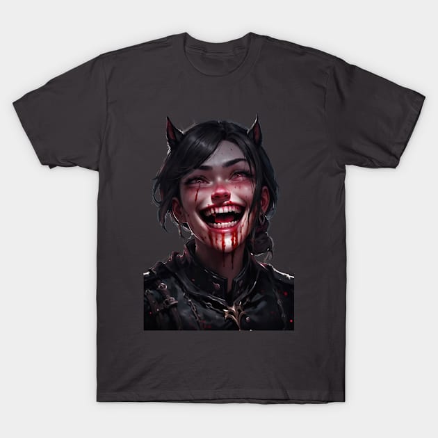 Crazy She Devil Crazy Laughing T-Shirt by FurryBallBunny